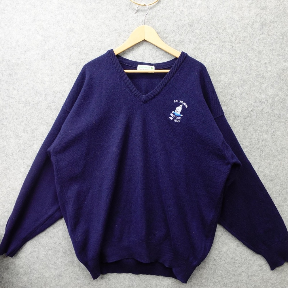 Glenmuir Sweater Men 2XL Navy Blue Lambswool Machine Washable Scottish Golf Club